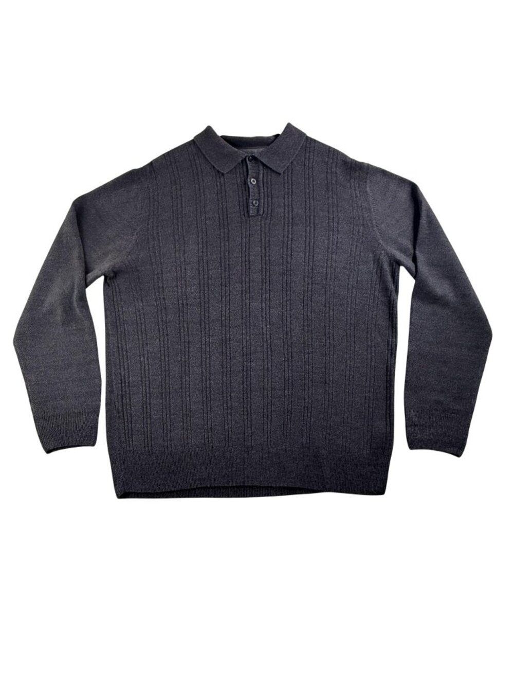 Arnold Palmer Sweater Mens Large Gray Acrylic Polo Collar Knit Pullover Golf
